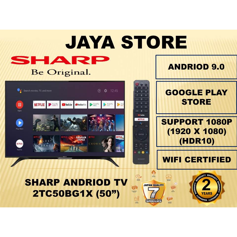 SHARP 50 INCH INCI ANDRIOD LED TV 2TC50BG1X GOOGLE PLAY STORE WIFI