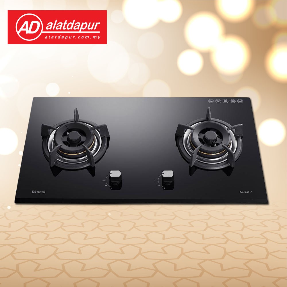 2 Hyper Burner Built In Gas Hob Black Glass Rinnai RB 72G Shopee