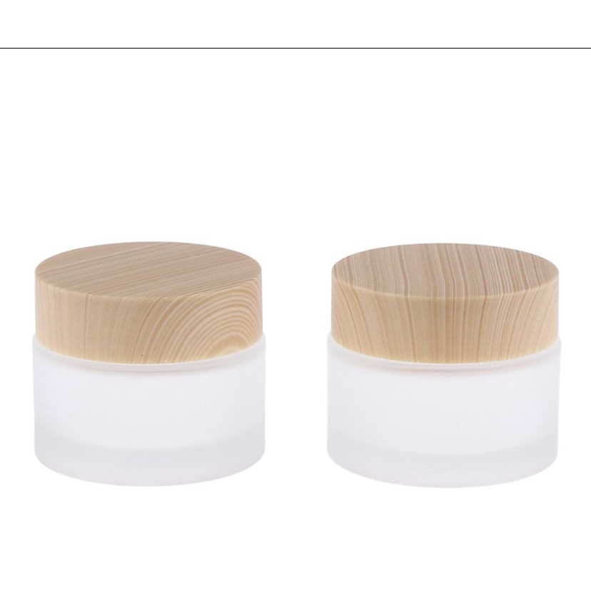 Frosted Glass Cream Jar With Bamboo Lid Shopee Malaysia