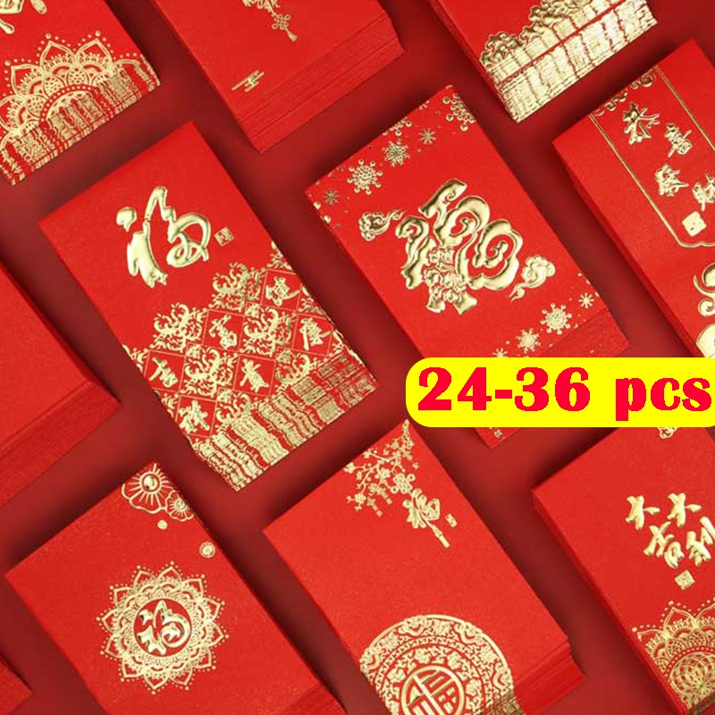 24 36 Pcs Red Packet 2025 Red Envelope Angpow Angpao Raya Packet 2024