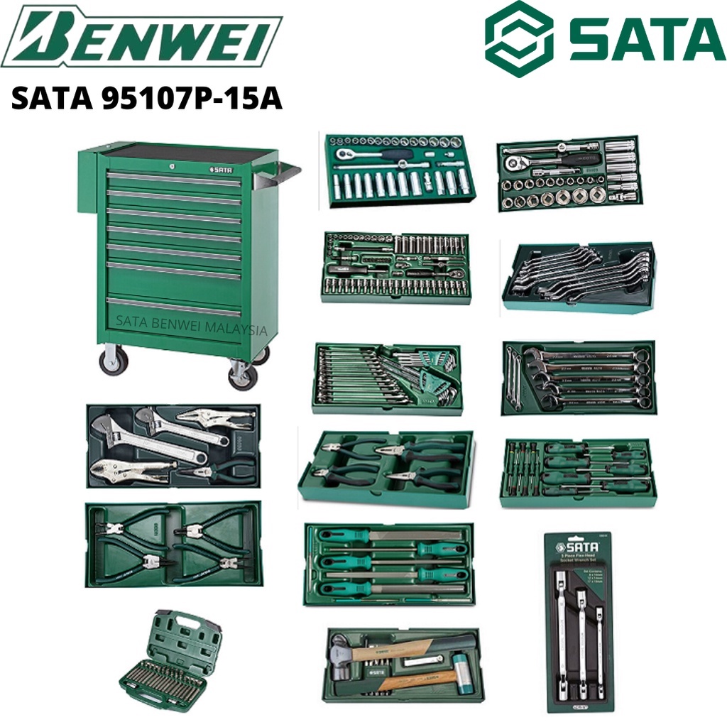 ND SATA 95107P 15A 298PCS 7 DRAWER TOOL TROLLEY SET TOOLS BOX