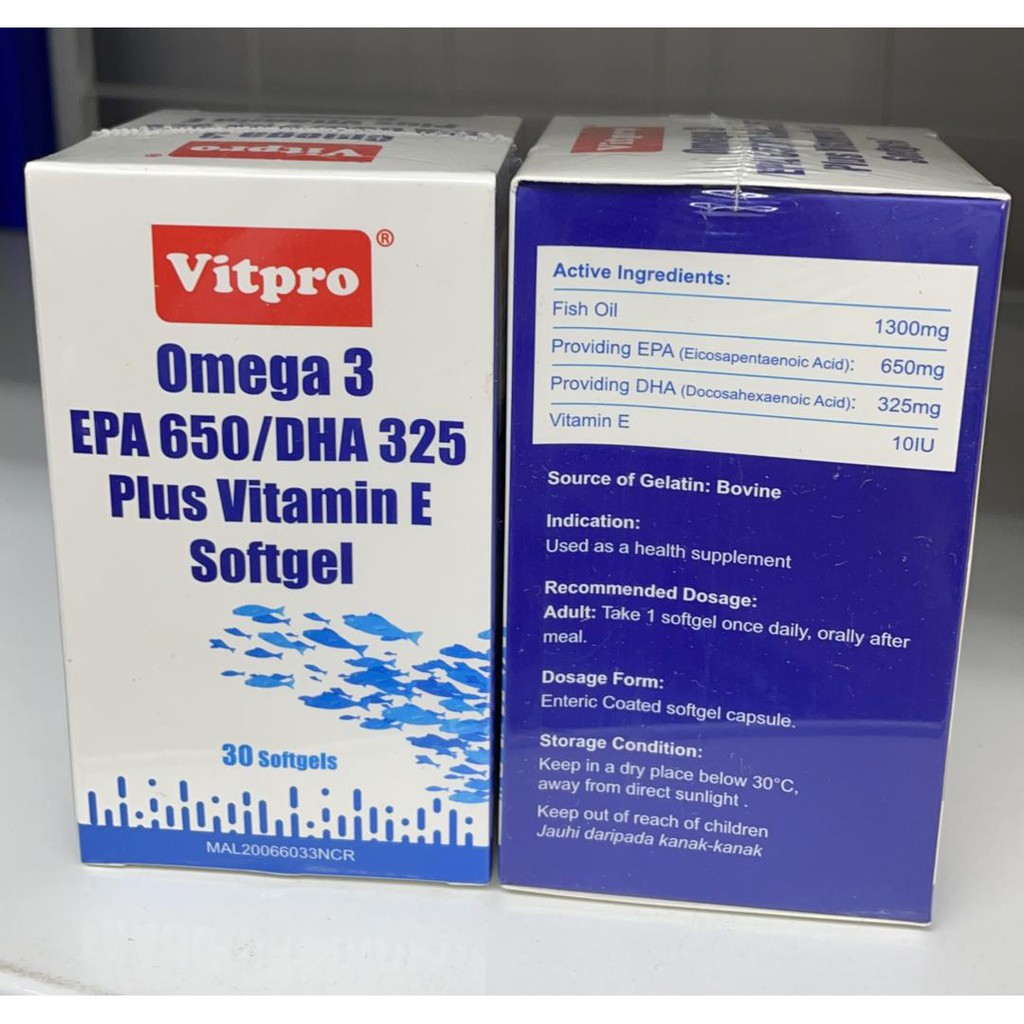 Omega Epa Dha Plus Vitamin E Softgel Brand Vitpro Fish Oil