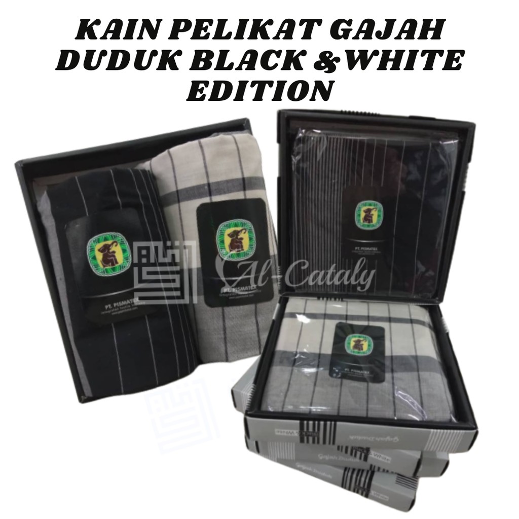 Kain Pelikat Gajah Duduk Black White Edition Shopee Malaysia