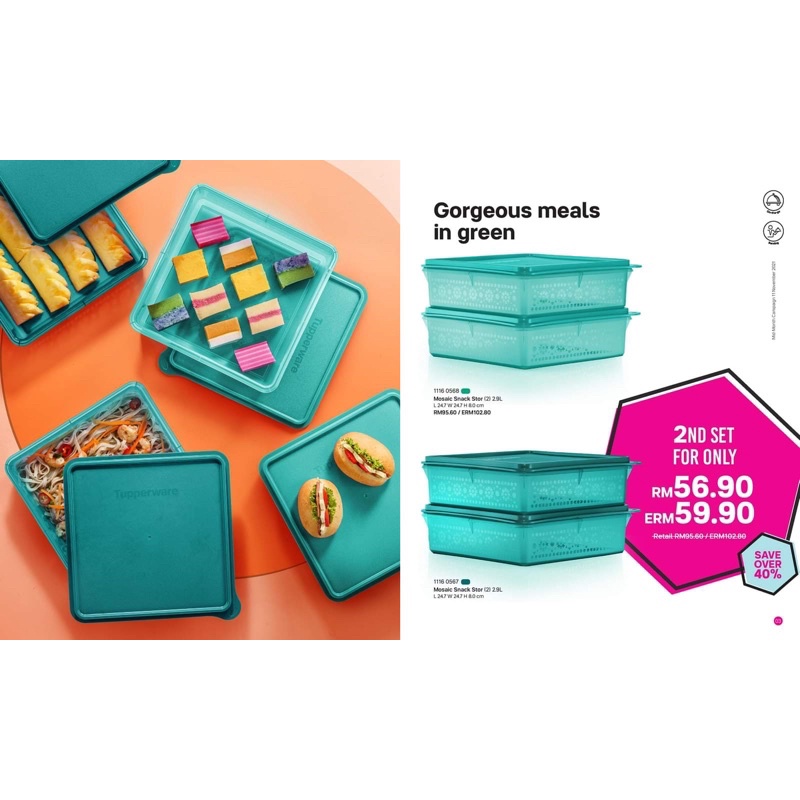 Tupperware Mosaic Snack Stor 2 9L Shopee Malaysia