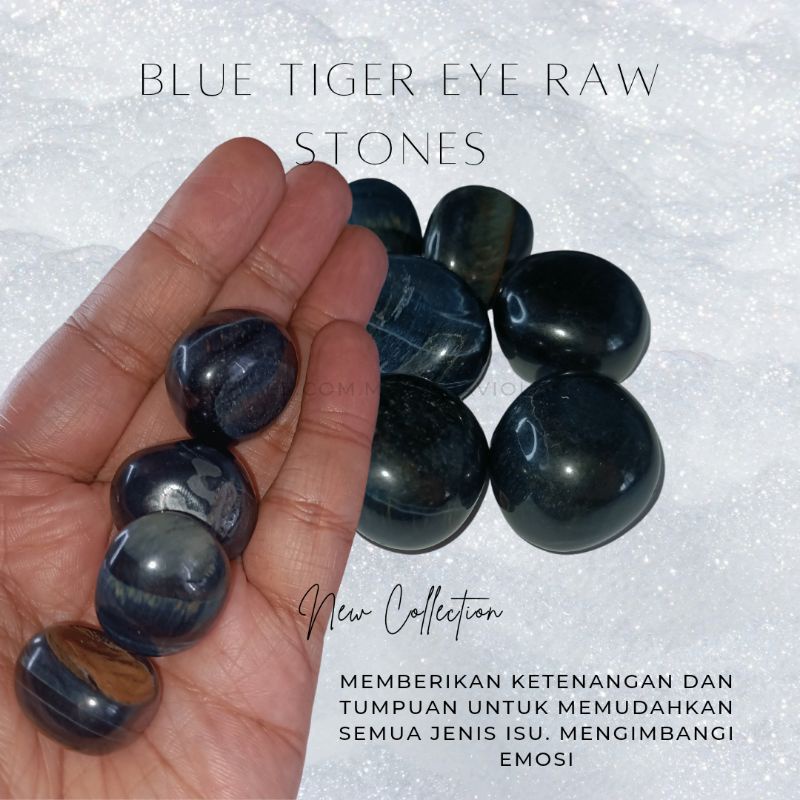 Batu Mata Harimau Biru Asli Yang Belum Dicanai Blue Tiger Eye Ring