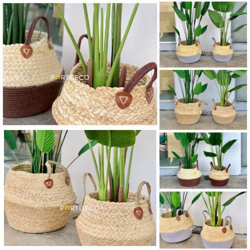 Nordic Rattan Basket Bakul Rotan Hiasan Pasu Tenun Seagrass Rotan Pasu