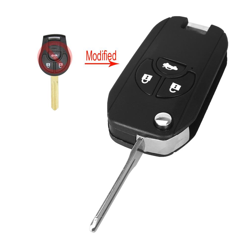 3 Buttons Modified Flip Folding Remote Key Shell For Nissan Sylphy