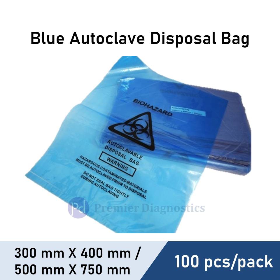 Blue Autoclave Disposal Plastic Bag Pcs Pack Blue Biohazard Waste