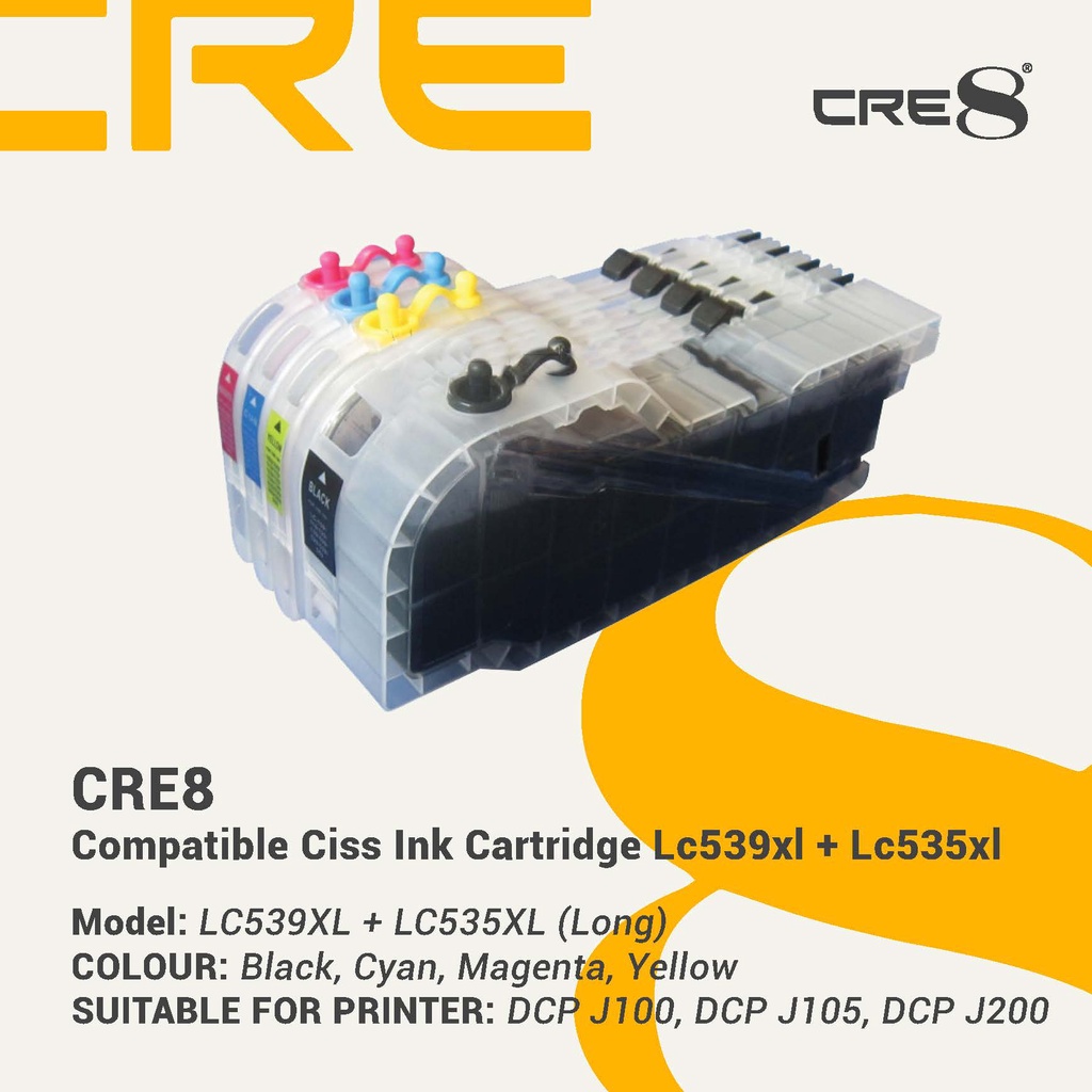 Compatible LC 539 XL LC 535 XL Long CISS Ink Cartridge For Brother