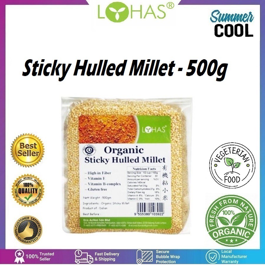 Lohas Organic Sticky Hulled Millet 有机粘小米 Millet Melekit Organik