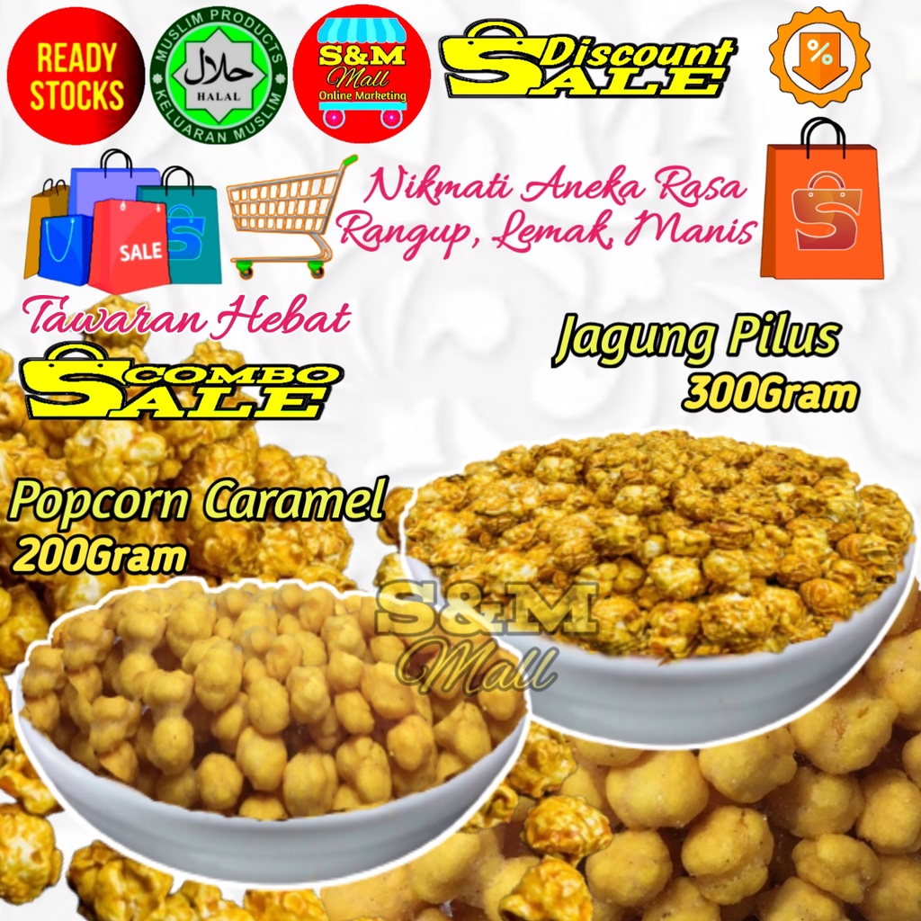 Ready Stock Combo Stock Kerepek Jagung Pilus Popcorn Caramel