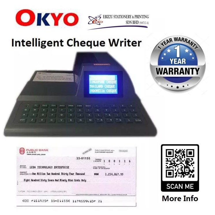 Okyo Intelligent Cheque Writer Cehcker Icw Cheque Printer