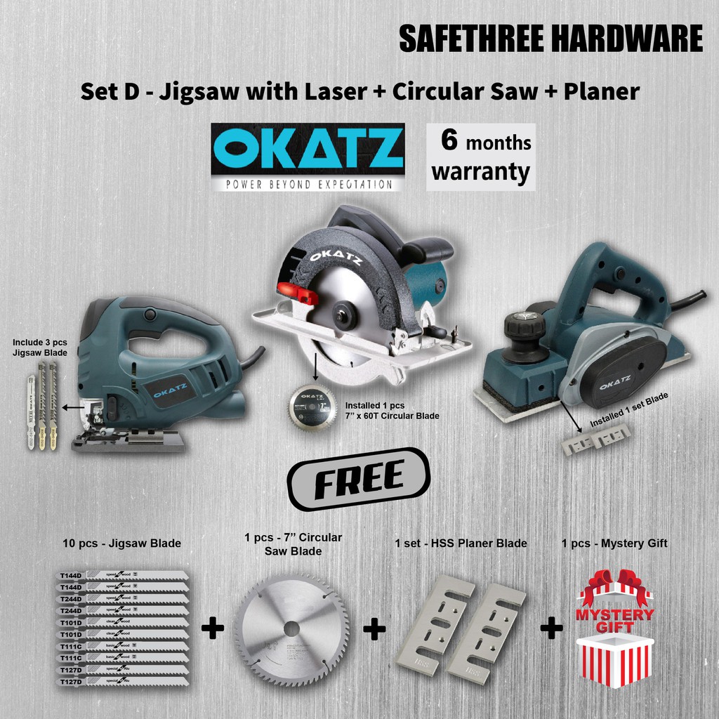 Combo 3pcs OKATZ CS7V Circular Saw PL182 60 Wood Planer TN635 55