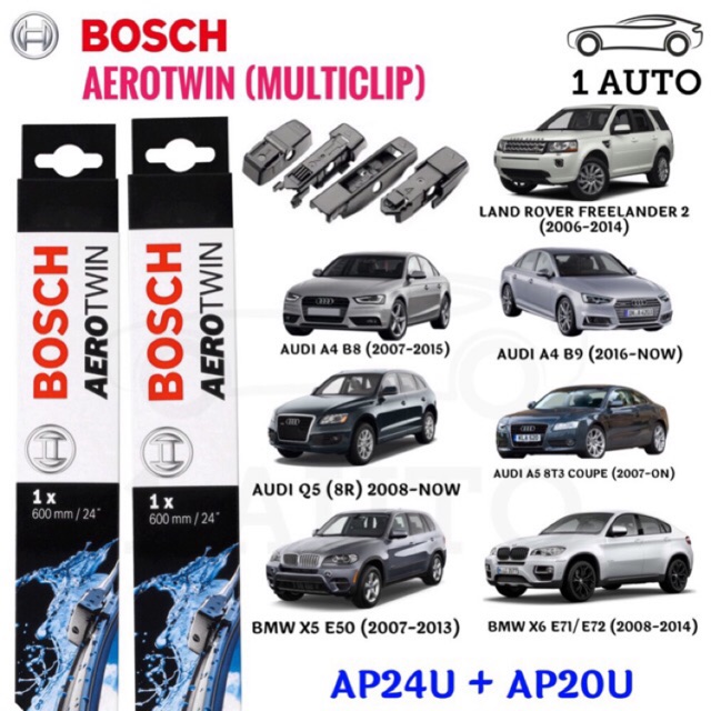 BOSCH AEROTWIN WIPER BLADE For AUDI A4 B8 B9 A5 8T3 Q5 BMW X5 X6