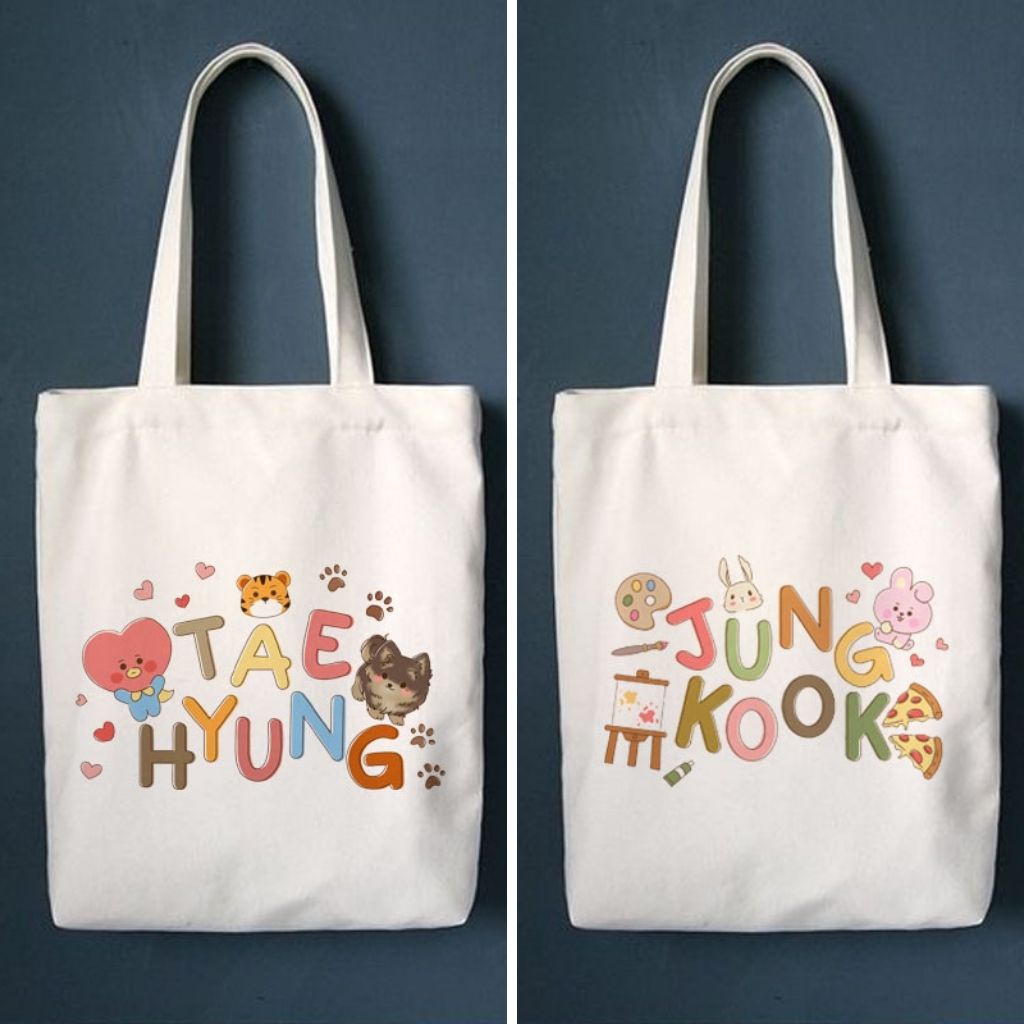 Totebag Bts Kpop Korean Canvas Jungkook Jimin Taehyung Shopee Malaysia