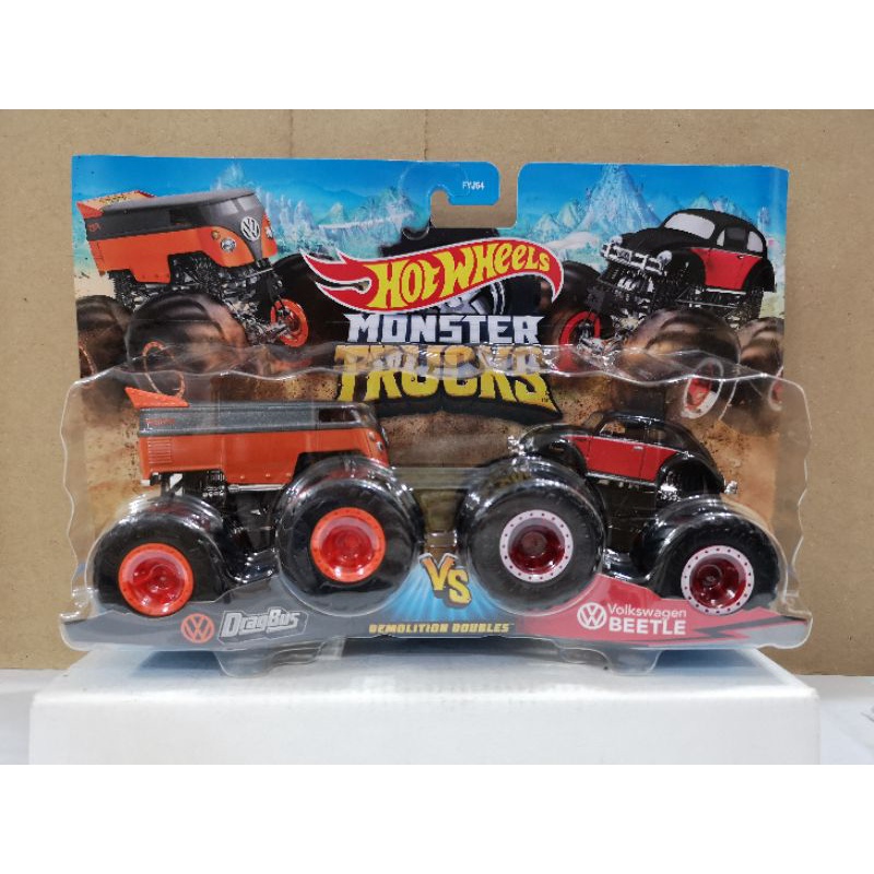Hot Wheels Monster Trucks Double Demolition Dragbus Vs Volkswagen