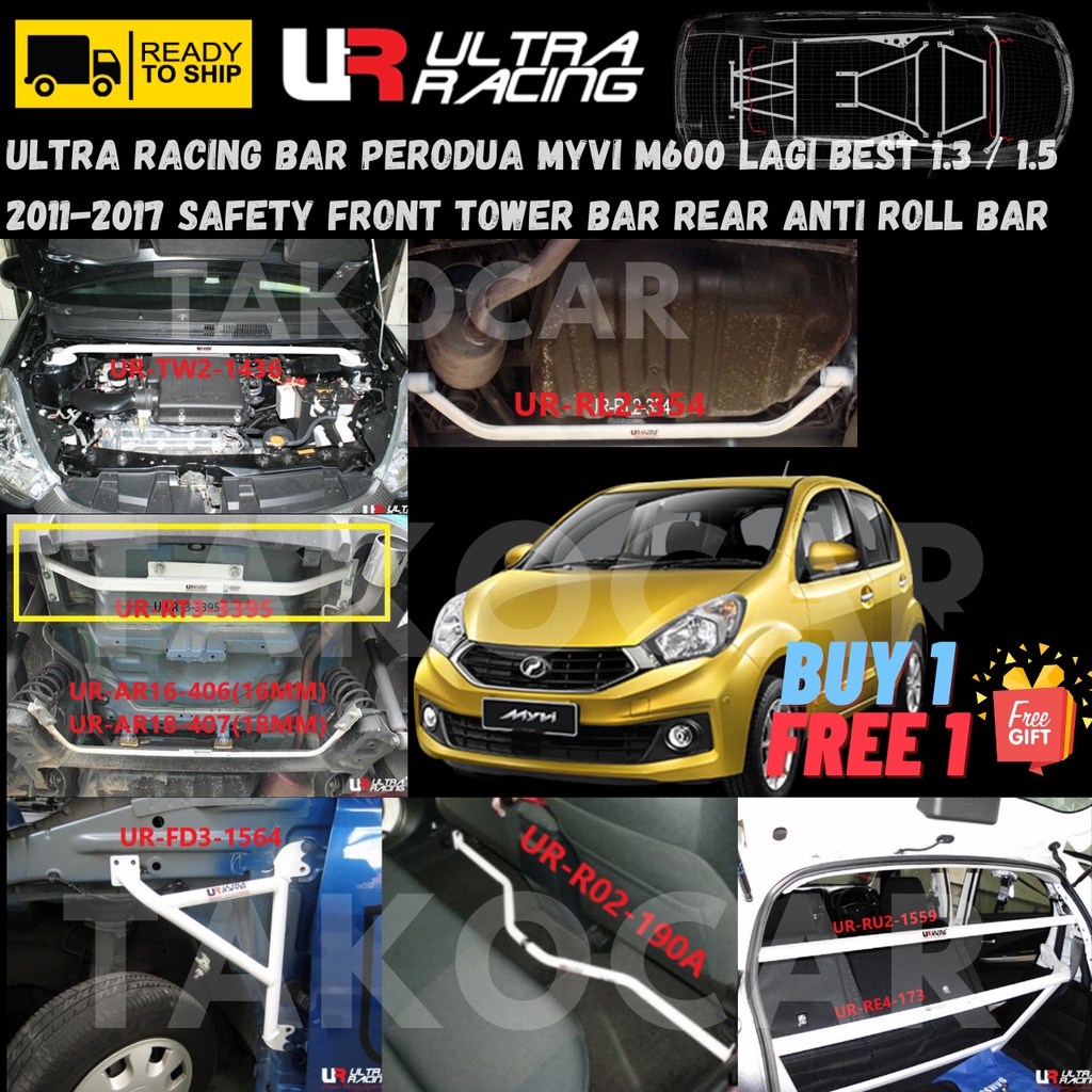 Ultra Racing Bar Perodua Myvi M600 Lagi Best 1 3 1 5 2011 2017 Safety