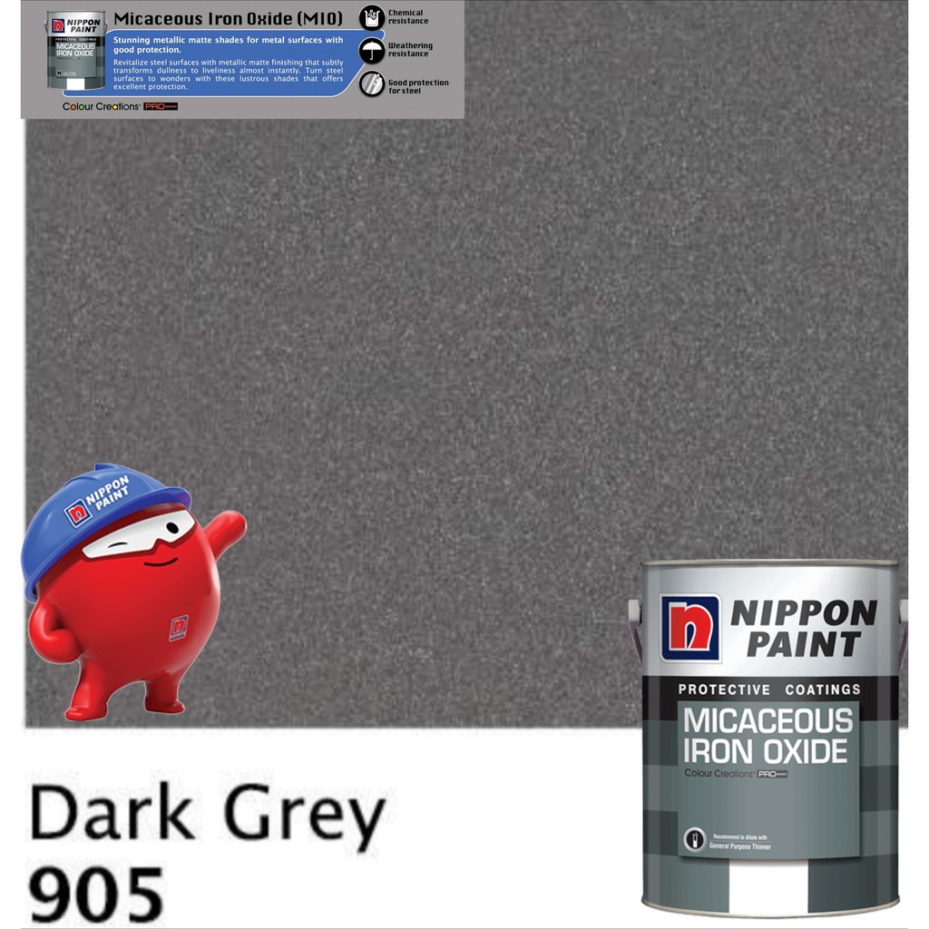 SINAR NIPPON 5 LITER 905 DARK GREY MATT METAL PAINT Micaceous Iron