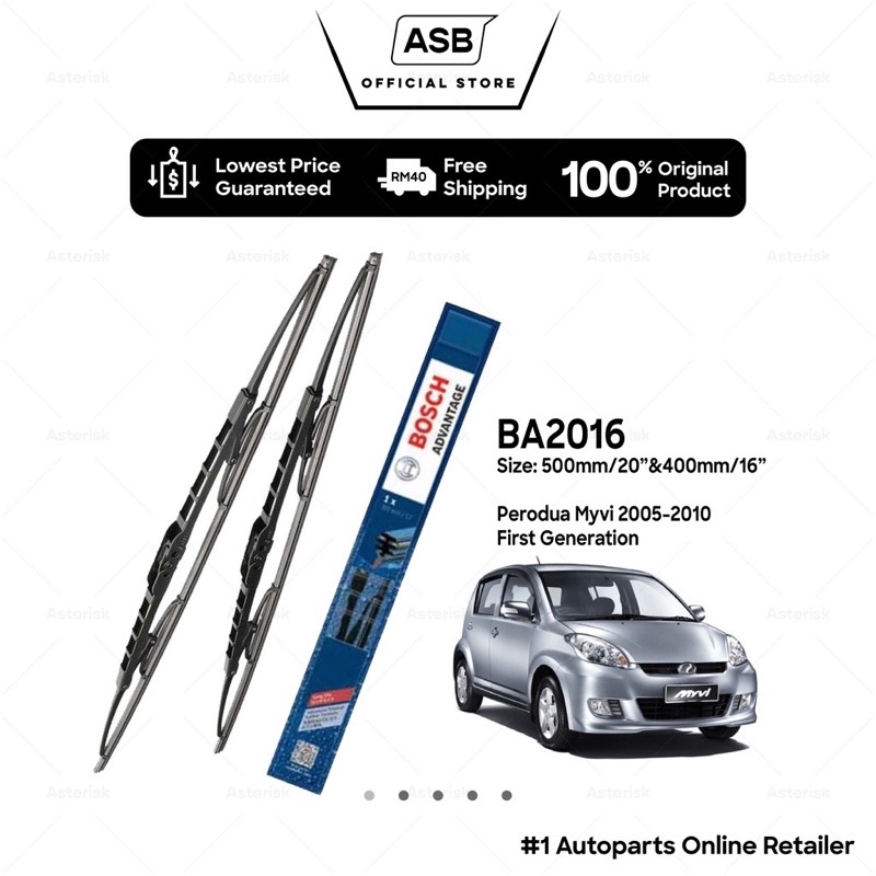 Bosch Advantage Windshield Wiper Blade 20 16 Perodua Myvi 2005 2010