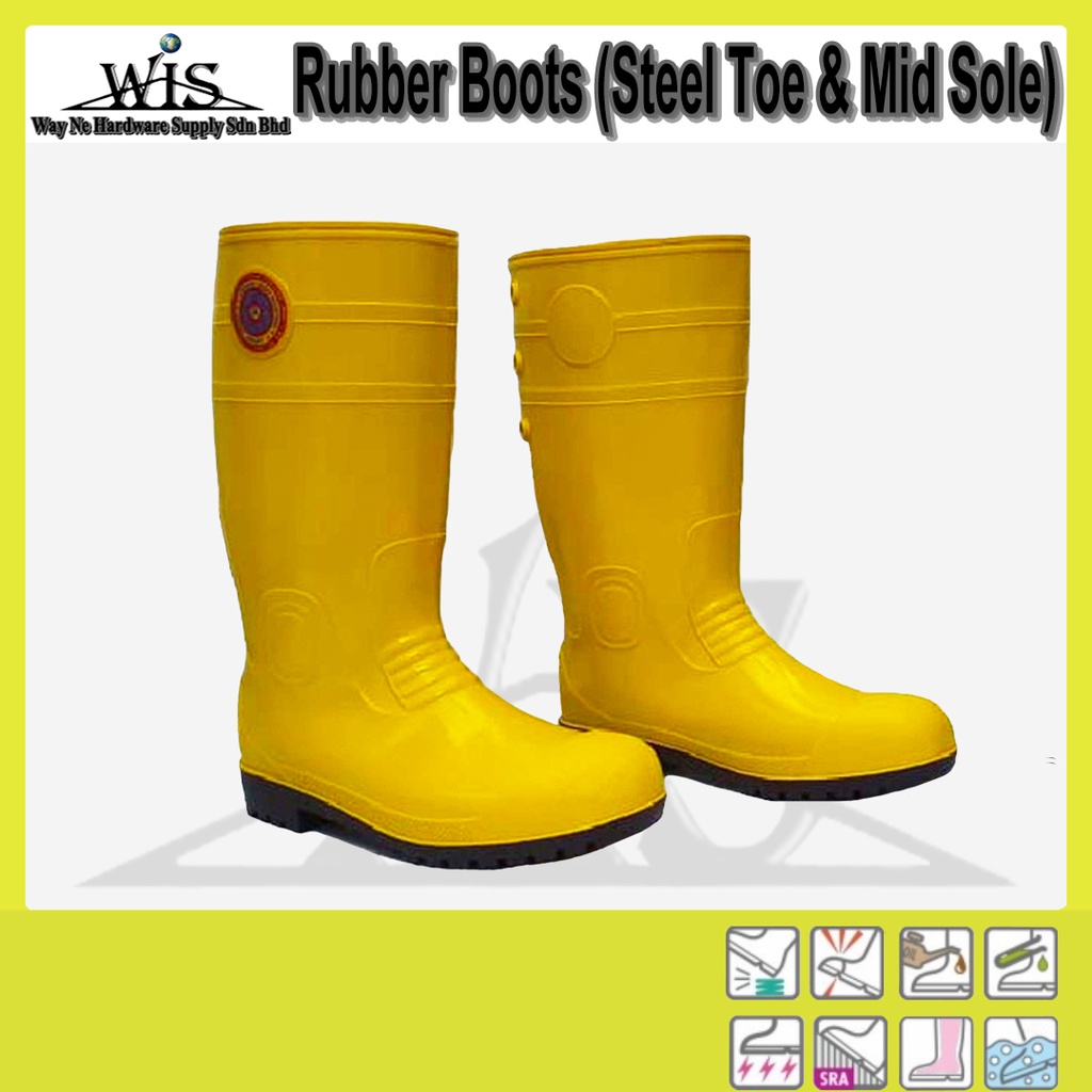 Korakoh Safety Rubber Boots Ay Steel Toe Cap Midsole Shopee