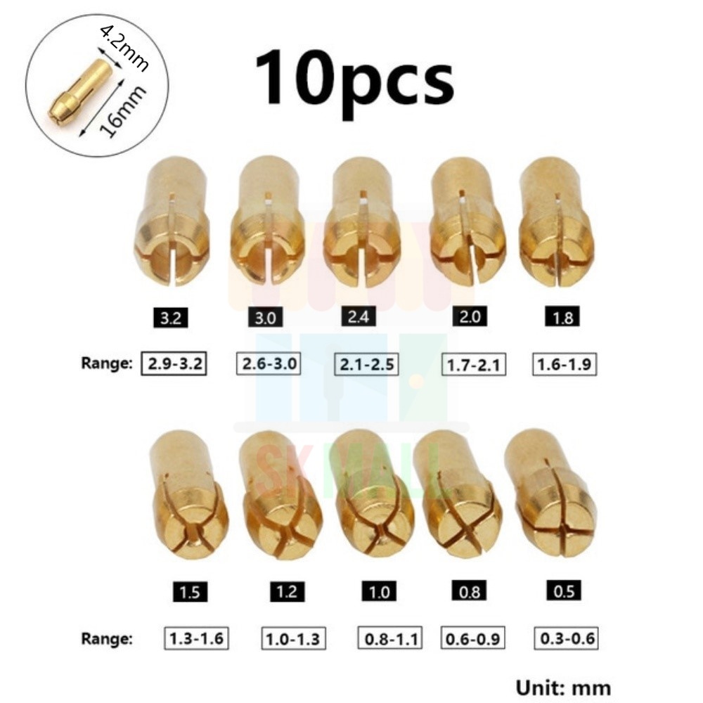 Pcs Mm Mm Shank Brass Drill Chuck Collet Bits