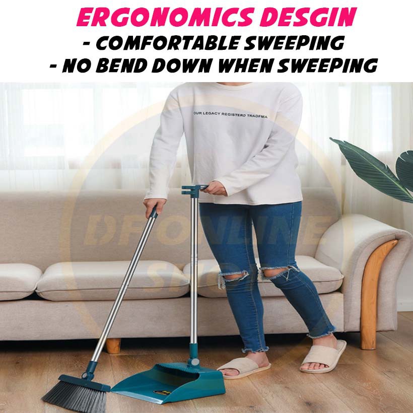 In Sweeper Broom Foldable Broom And Dustpan Set With Teeth Floor