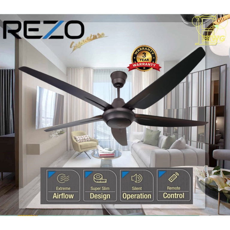 Rezo Ceiling Fan Ax Inch Matt Black Shopee Malaysia