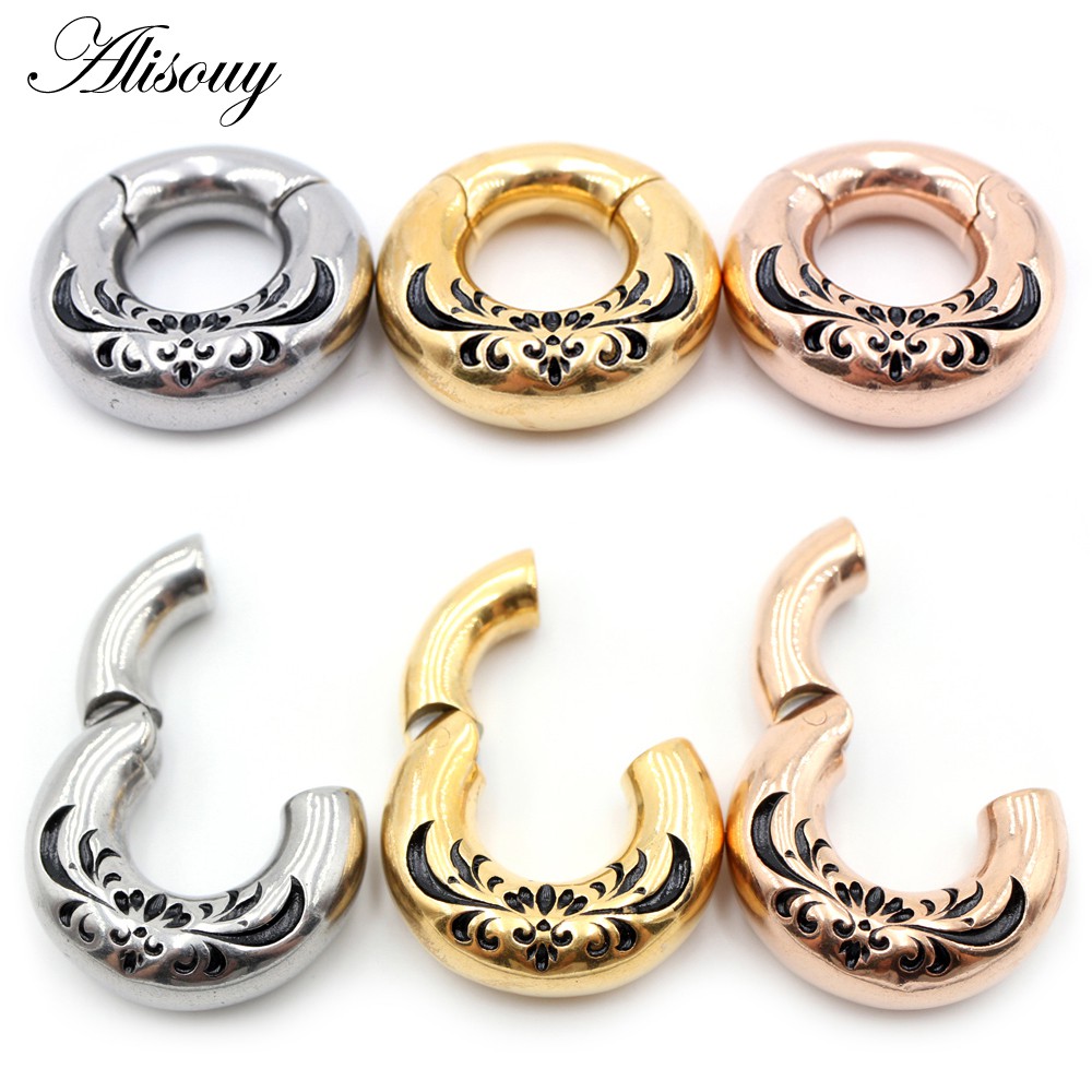 Alisouy Pc Retro Flower Stainless Steel Round Magnetic Ear Weights