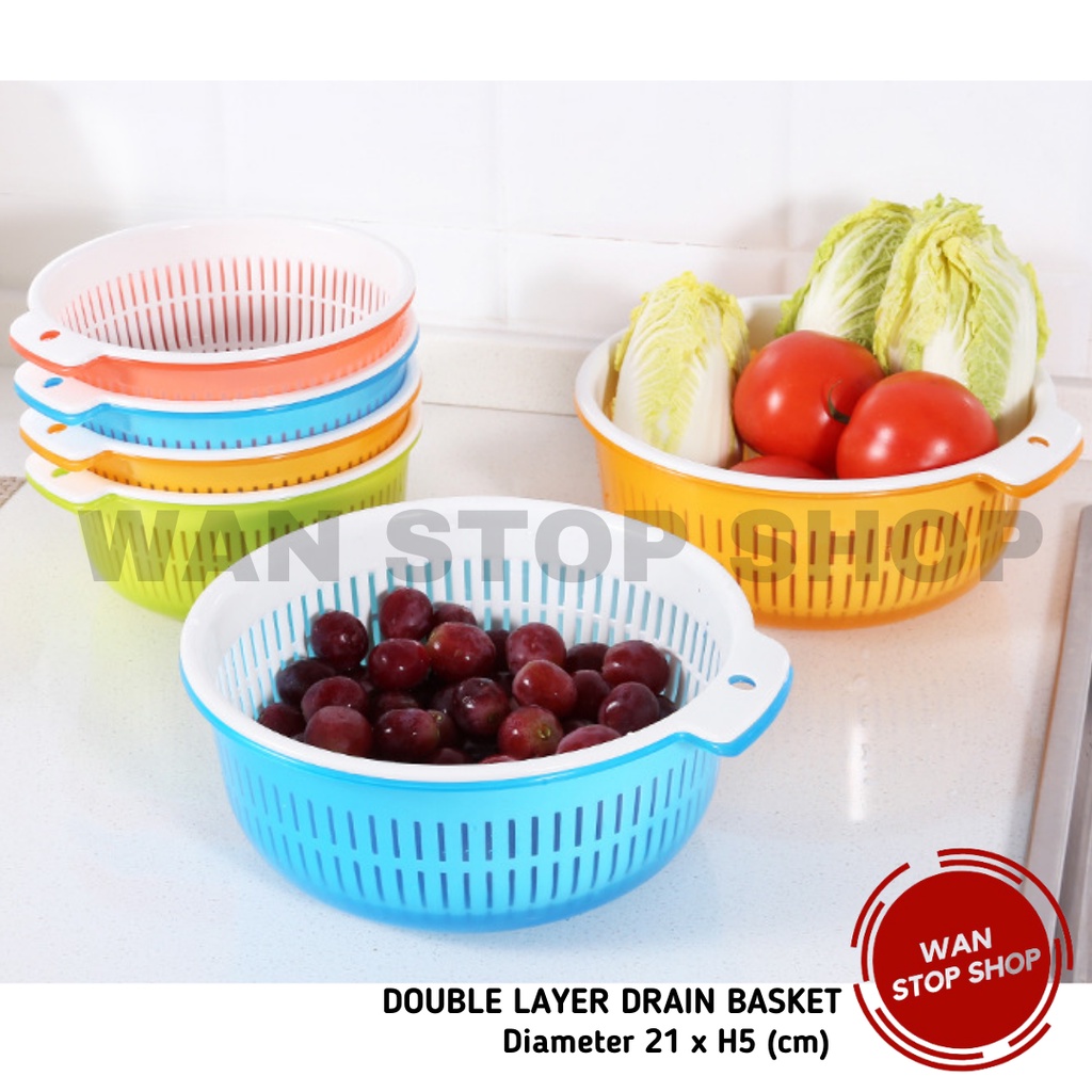 Double Layer Drain Basket Fruit Vegetable Washing Multifunctional