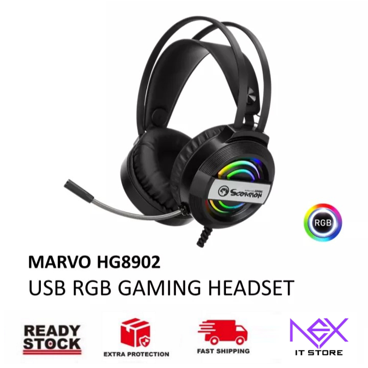 MARVO Scorpion HG8902 USB RGB LED Backlit Gaming Headset Shopee Malaysia