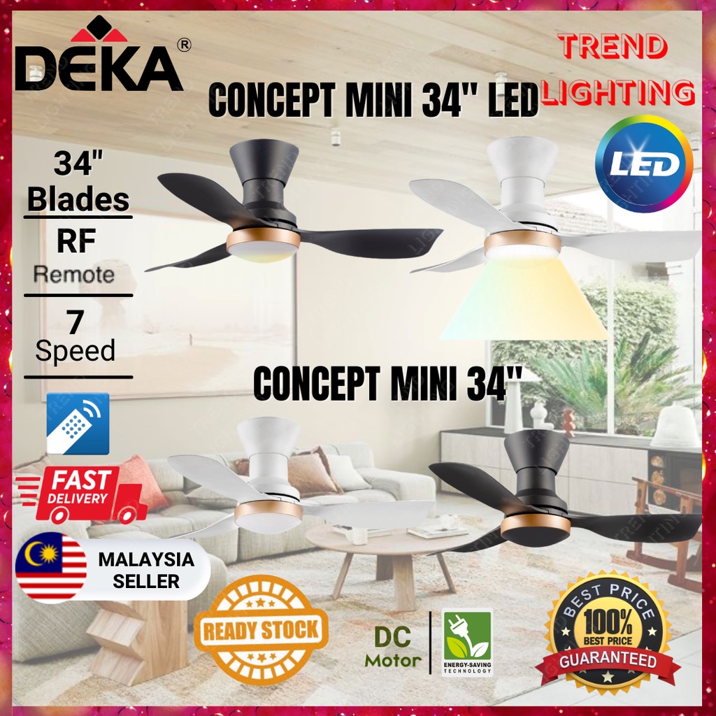 DEKA Concept Mini LED Series 34 3 Blades DC Motor 7 Speed Reverse