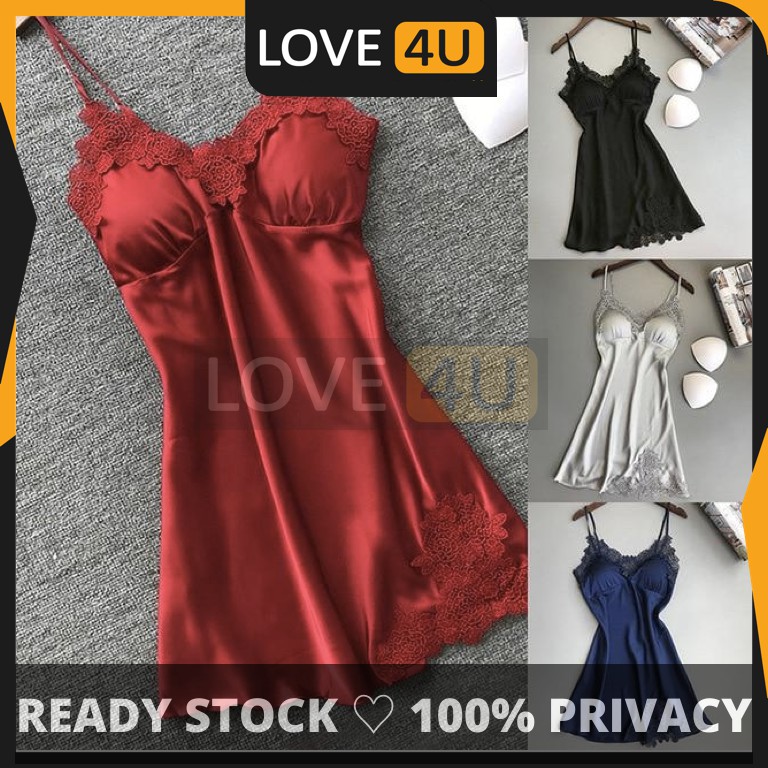 Love U Women Sexy Lingerie Silk Lace Robe Dress Babydoll Nightdress