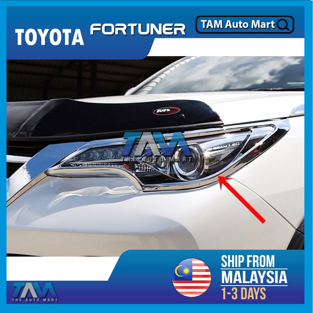 Toyota Fortuner Head Lamp Chrome Cover Front Line Head Light Lamp Cover