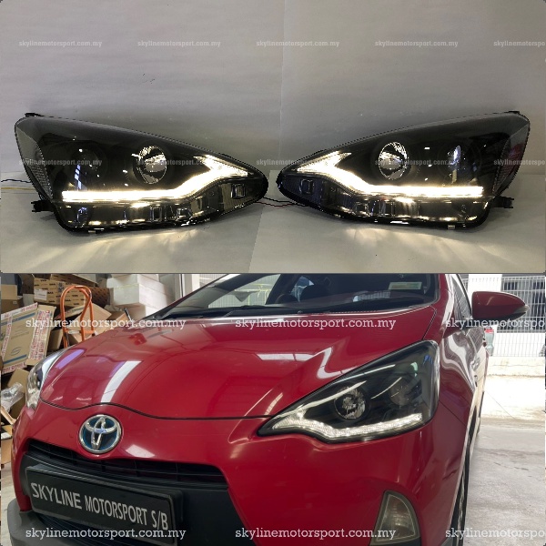 Toyota Prius C Head Lamp Projector DRL Led Black 100 Taiwan 2012 2013