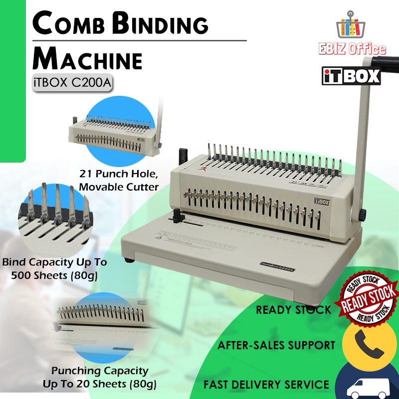 ITBOX Comb Binding Machine C200A Heavy Duty Comb Binder A4 Paper