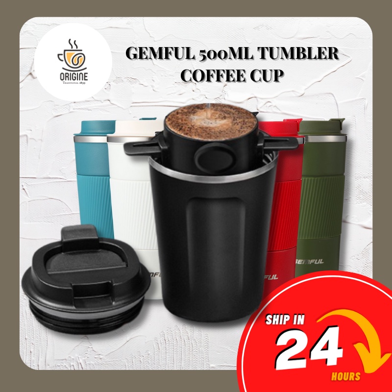 Gemful 500ml Tumbler Coffee Cup Stainless Steel Vacuum Insulated Travel