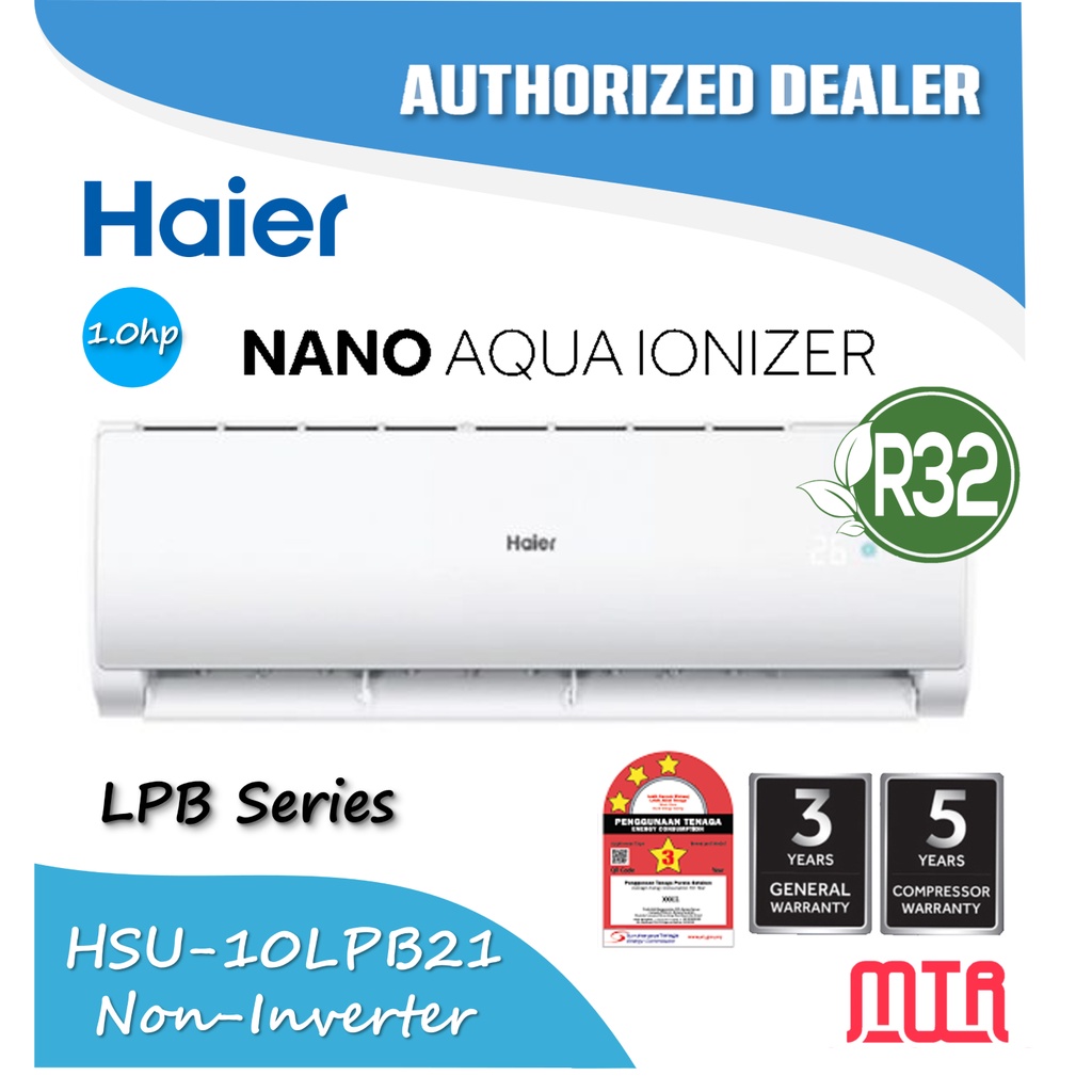 Haier Lpb Nano Aqua Ionizer Series Hp R Non Inverter Aircond Hsu