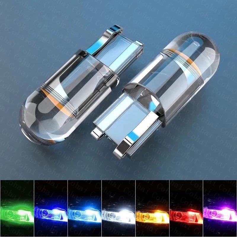 1 Pcs Super Bright W5W 194 T10 LED Glass Housing Cob Car Bulb 6000K