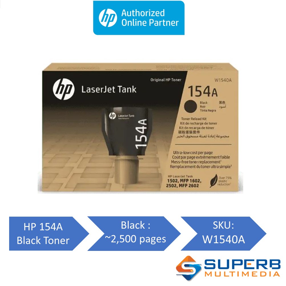 HP 154A Black Original LaserJet Tank Toner Reload Kit W1540A Shopee