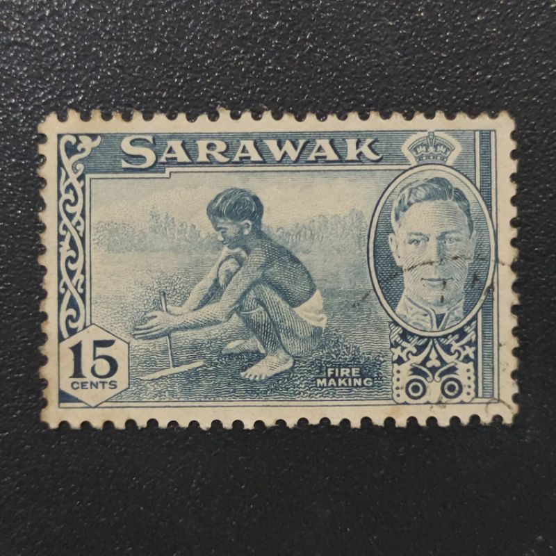 1950 1952 Stamp Sarawak Unique Used Stamp 15c Blue King George VI