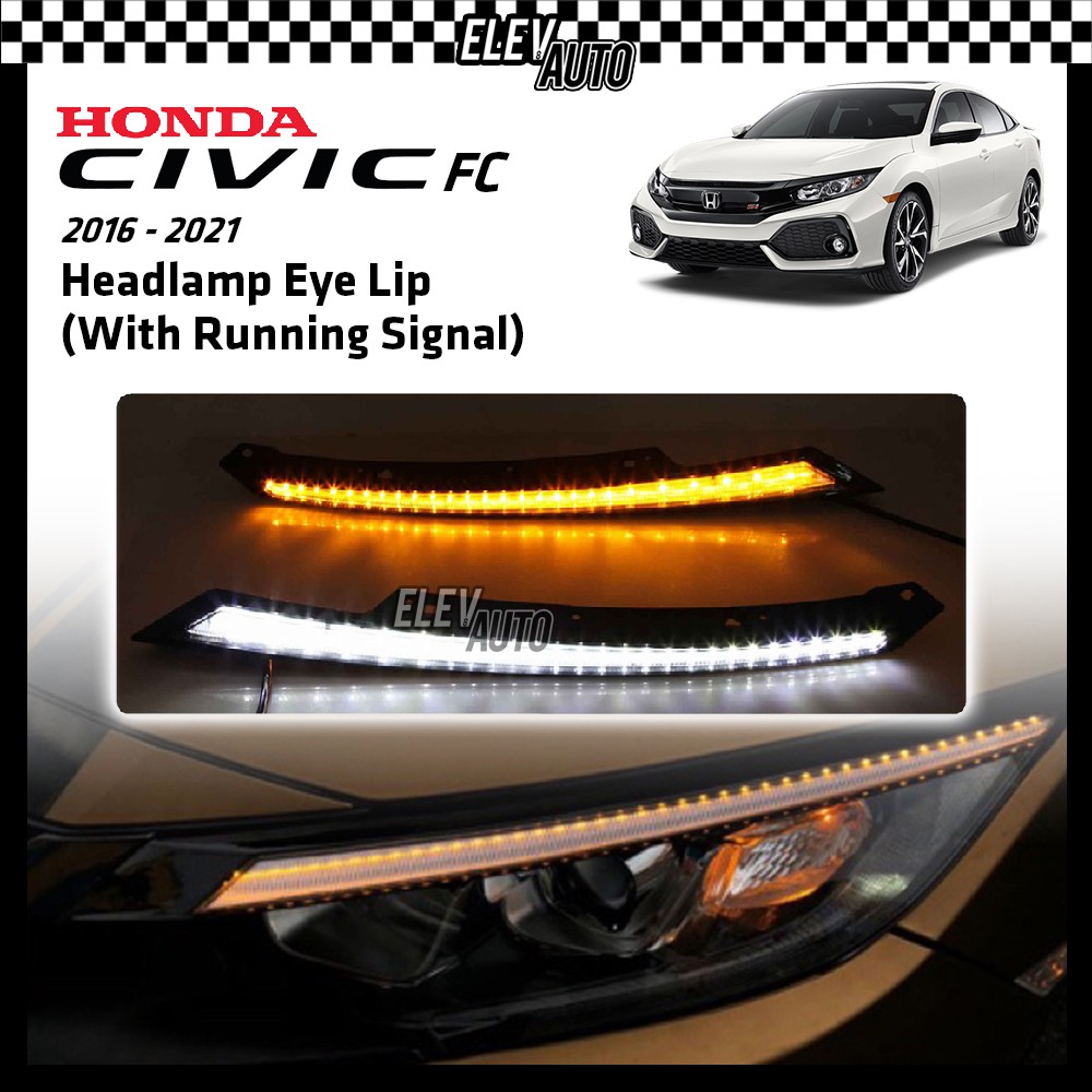 Headlamp Head Lamp Eye Lip Eyebrow With Running Signal Led Honda Civic