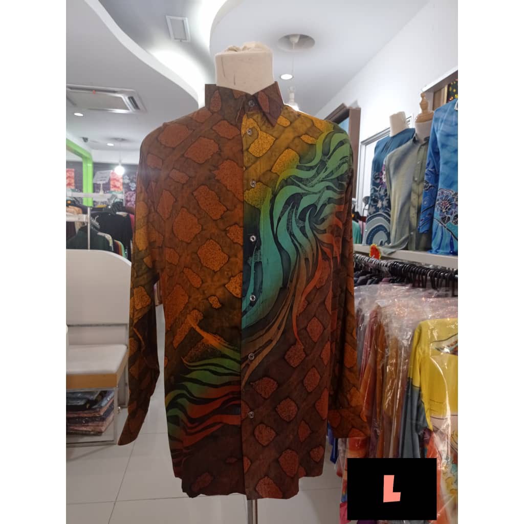 Baju Kemeja Batik Lukis Baju Batik Lelaki COTTON VISCOSE Kemeja Lengan