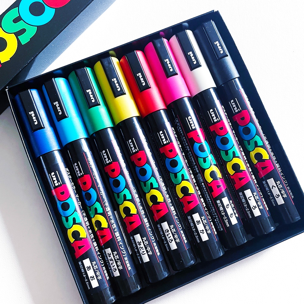 UNI Ball POSCA Middle Tip 8 Colors Set PC 5M Water Based Colour Paint