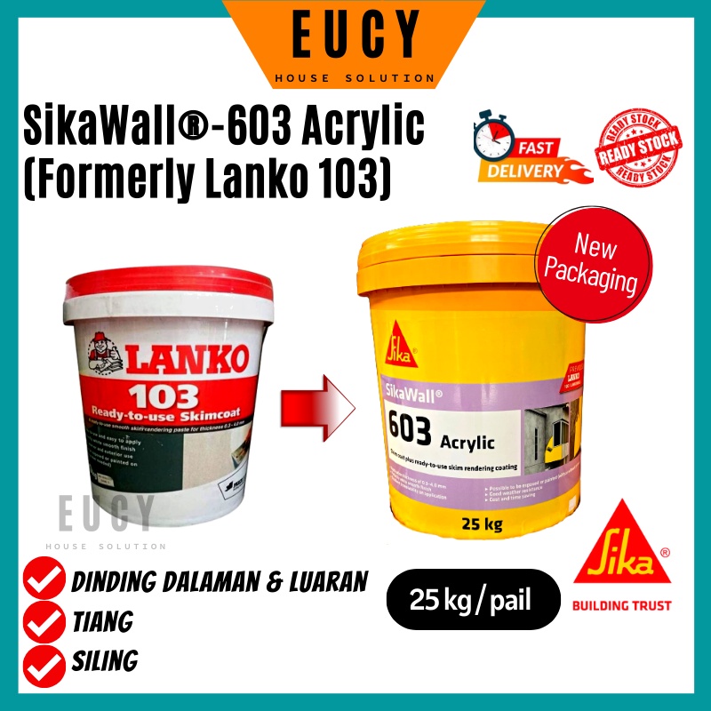 SIKA Wall 603 Acrylic DAVCO Lanko 103 25kg READY TO USE Skim Coat