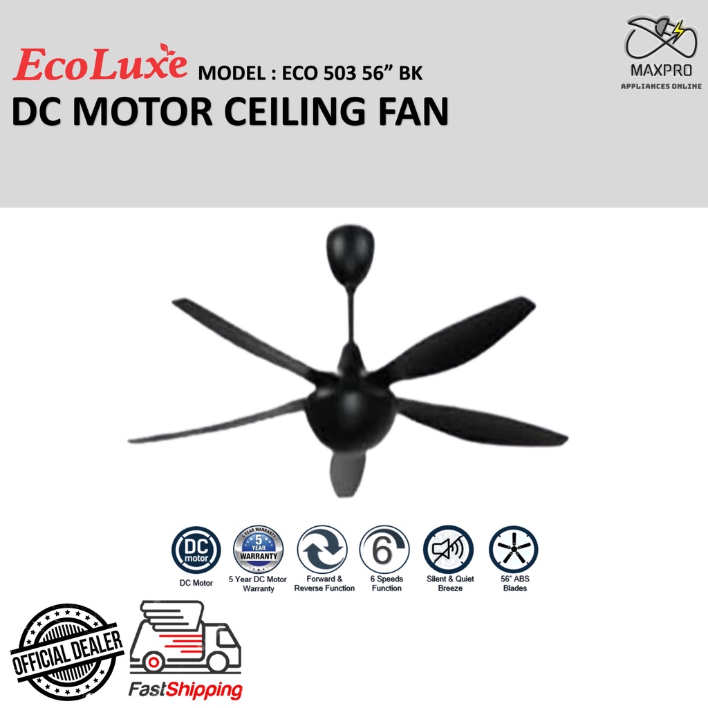 2pcs ECOLUXE ECO 503 56 DC Motor Ceiling Fan 5 Blades 6 Speed Remote