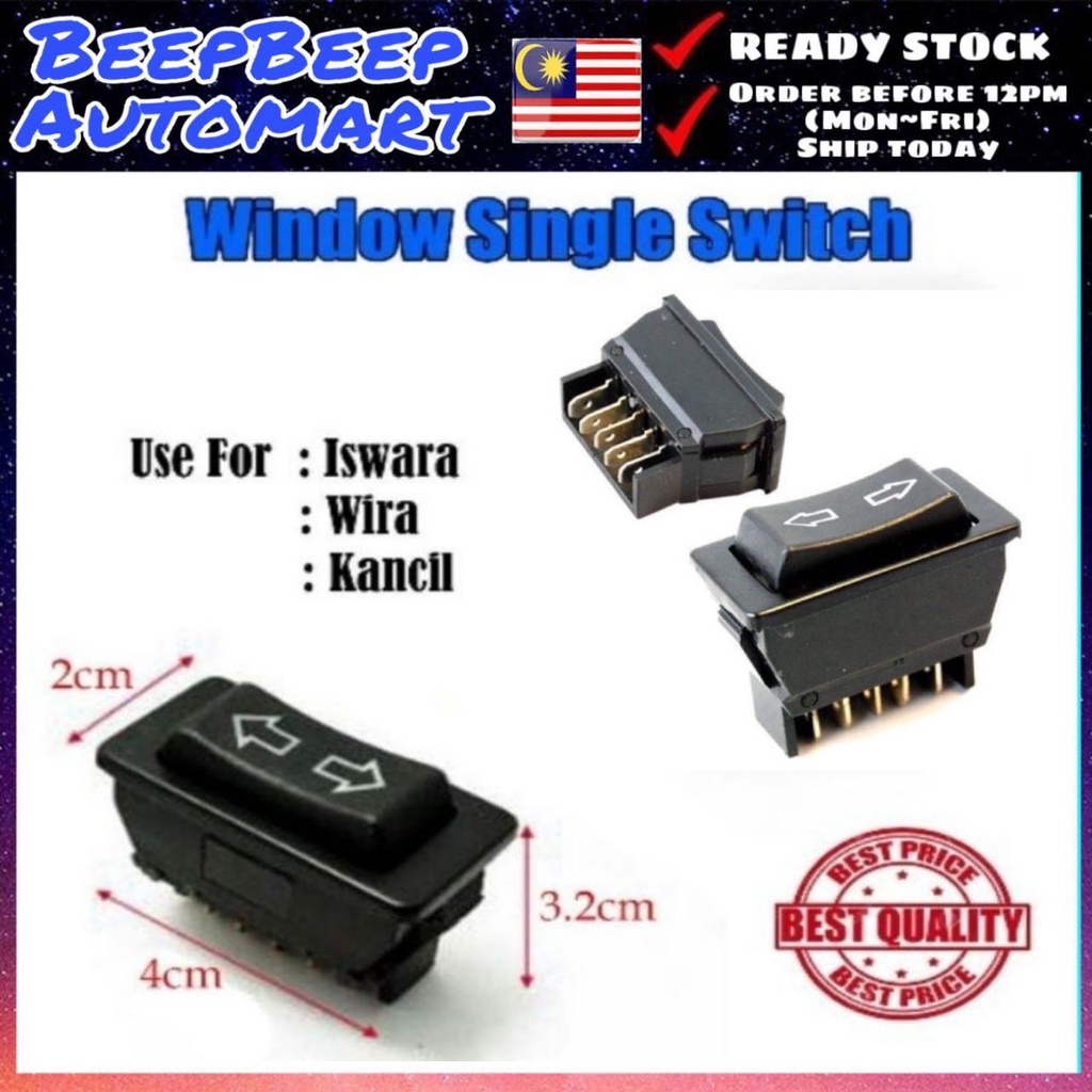 Power Window Single Sub Switch 5 Pin For Proton Wira Saga Iswara