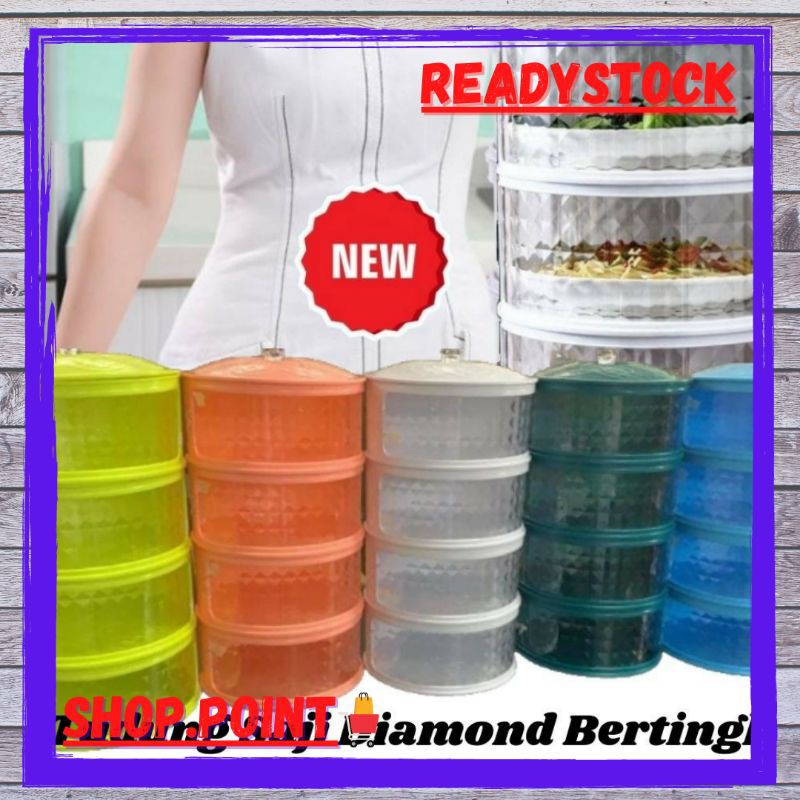 New Diamond Design Stackable Food Cover Tudung Saji Viral Tingkat