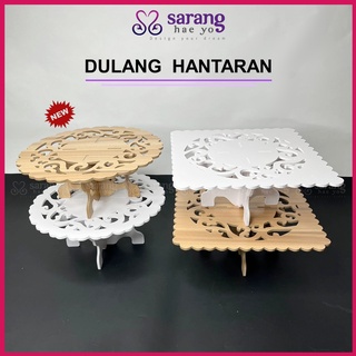 White Brown Wooden Tray Stand Dulang Hantaran Tapak Kayu Berkaki Sri