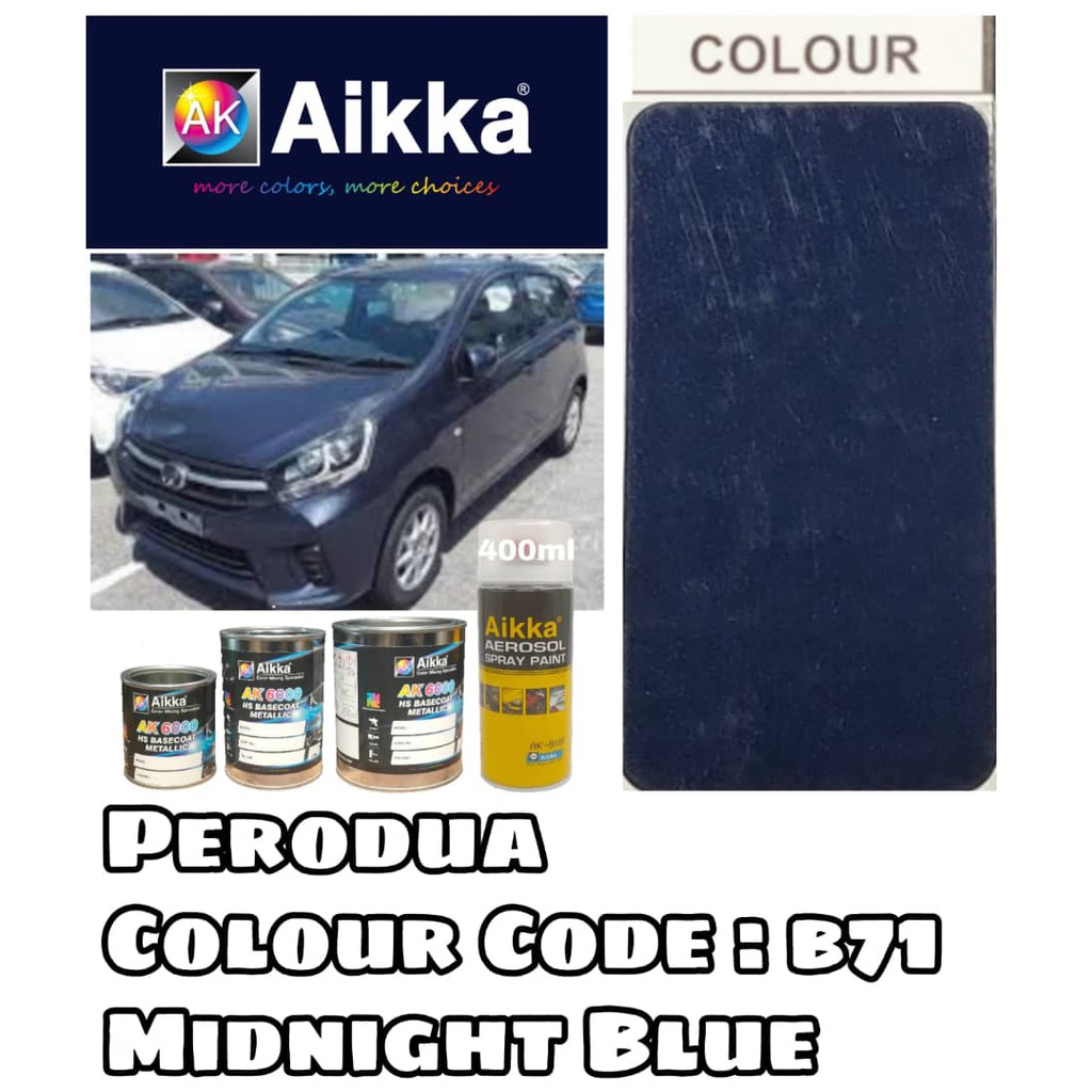 AIKKA AUTOMOTIVE PAINT PERODUA AXIA B71 CRYSTAL MIDNIGHT BLUE