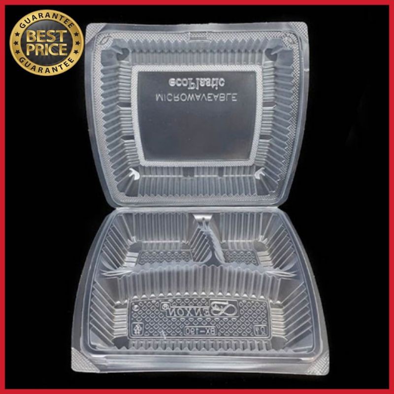 50 PCS 3 COMPARTMENT LUNCH BOX BENXON BX 190 Disposable Plastic